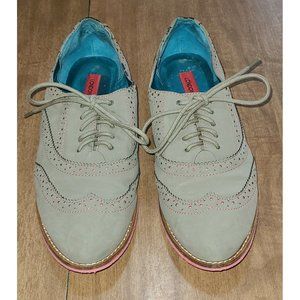 London Rebel Shoes Grey Hot Pink Oxford Women's 8.5 Faux Suede